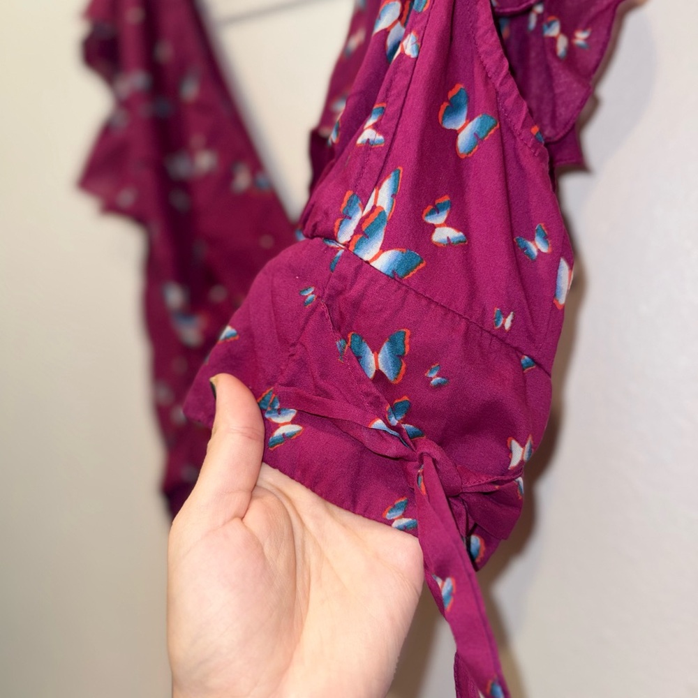 Free People Pretty Dayz Butterfly Wrap Crop Top Boho NWOT XL - Picture 5 of 10